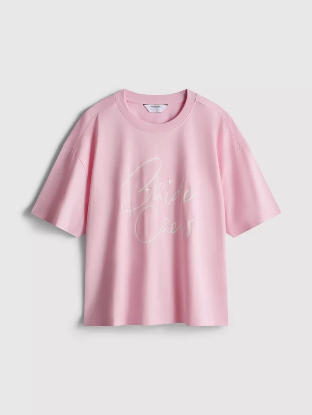 Baumwoll-Braut-T-Shirt mit Rundhalsausschnitt