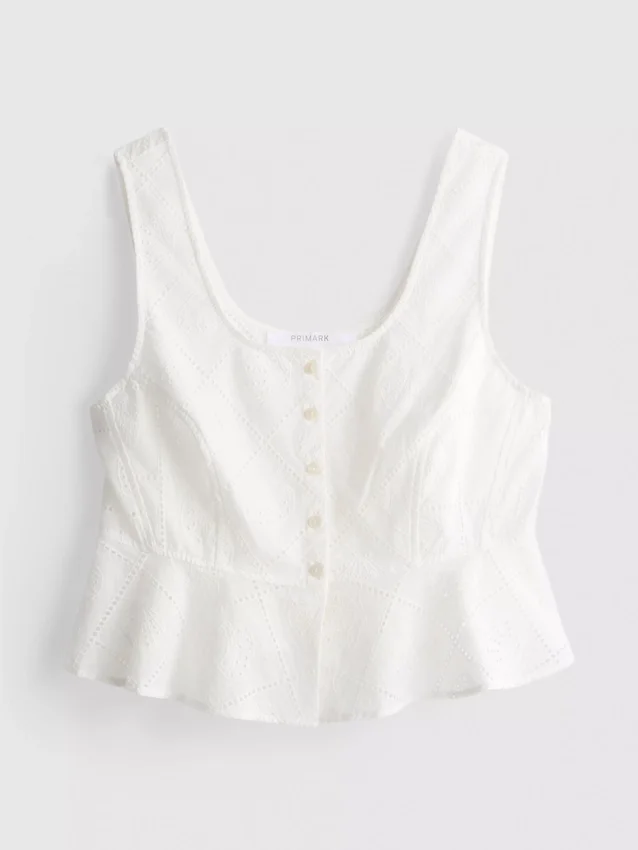 Baumwoll-Cami-Top im verkürzten Schnitt mit Cutwork-Design