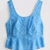 Baumwoll-Cami-Top im verkürzten Schnitt mit Cutwork-Design