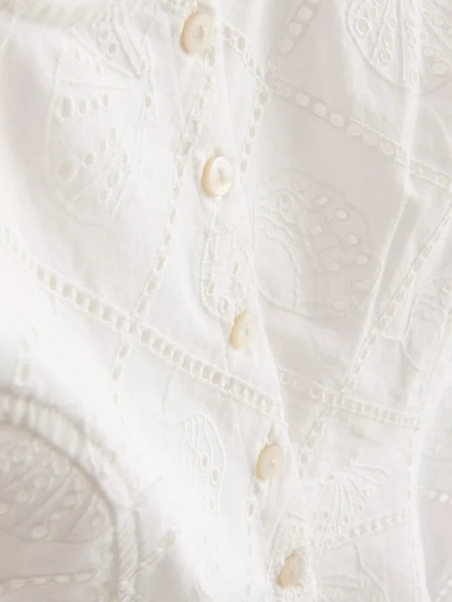 Baumwoll-Cami-Top im verkürzten Schnitt mit Cutwork-Design