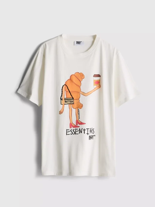 Baumwoll-Croissant-Hemd mit Bouffants und gebrochenen Herzen