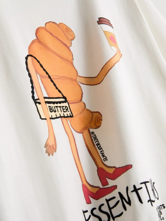 Baumwoll-Croissant-Hemd mit Bouffants und gebrochenen Herzen