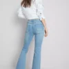 Baumwoll-Denim-Jeans mit ausgestelltem Bein und mittlerer Leibhöhe