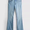 Baumwoll-Denim-Jeans mit ausgestelltem Bein und mittlerer Leibhöhe