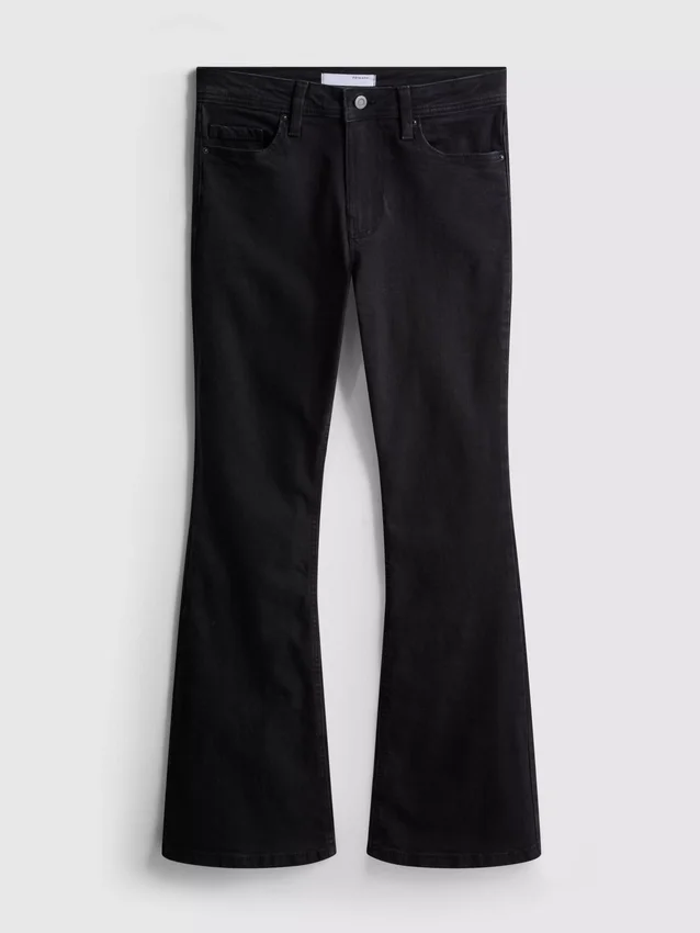 Baumwoll-Denim-Jeans mit ausgestelltem Bein und mittlerer Leibhöhe