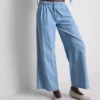 Baumwoll-Denim-Jeans mit Falten und weitem Bein