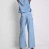 Baumwoll-Denim-Jeans mit Falten und weitem Bein