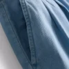 Baumwoll-Denim-Jeans mit Falten und weitem Bein