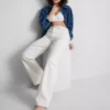Baumwoll-Denim-Jeans mit geradem Bein
