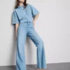 Baumwoll-Denim-Jeans mit geradem Bein