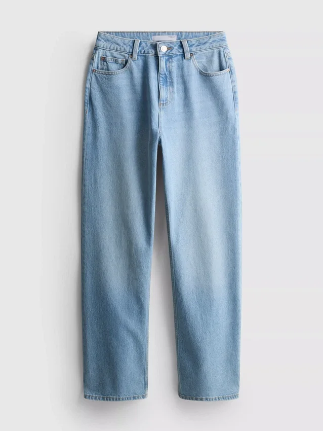Baumwoll-Denim-Jeans mit geradem Bein