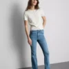 Baumwoll-Denim-Jeans mit mittlerer Leibhöhe und ausgestelltem Bein