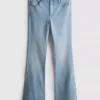 Baumwoll-Denim-Jeans mit mittlerer Leibhöhe und ausgestelltem Bein