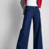 Baumwoll-Denim-Jeans mit mittlerer Leibhöhe und weitem Bein