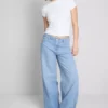 Baumwoll-Denim-Jeans mit mittlerer Leibhöhe und weitem Bein