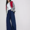 Baumwoll-Denim-Jeans mit mittlerer Leibhöhe und weitem Bein