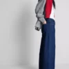 Baumwoll-Denim-Jeans mit mittlerer Leibhöhe und weitem Bein