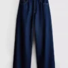 Baumwoll-Denim-Jeans mit mittlerer Leibhöhe und weitem Bein