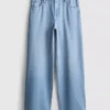 Baumwoll-Denim-Jeans mit mittlerer Leibhöhe und weitem Bein