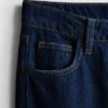 Baumwoll-Denim-Jeans mit mittlerer Leibhöhe und weitem Bein