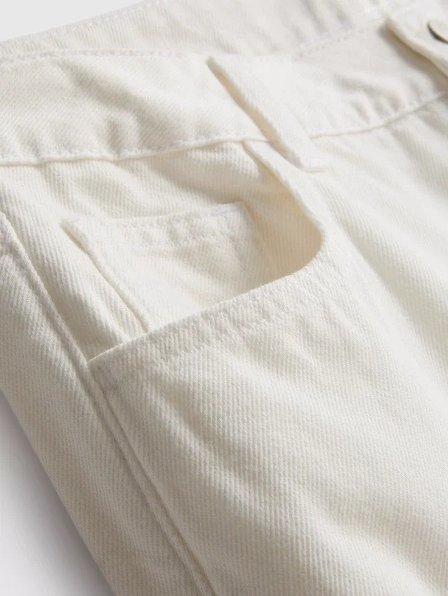 Baumwoll-Denim-Jeans mit mittlerer Leibhöhe und weitem Bein