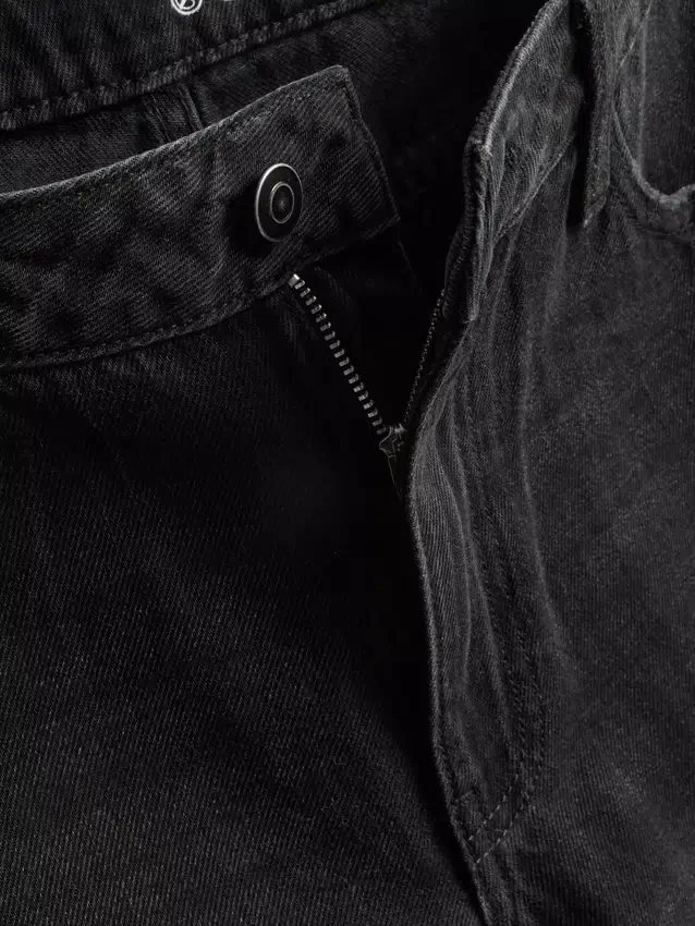 Baumwoll-Denim-Jeans mit mittlerer Leibhöhe und weitem Bein