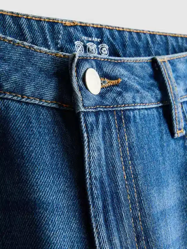 Baumwoll-Denim-Jeans mit mittlerer Leibhöhe und weitem Bein