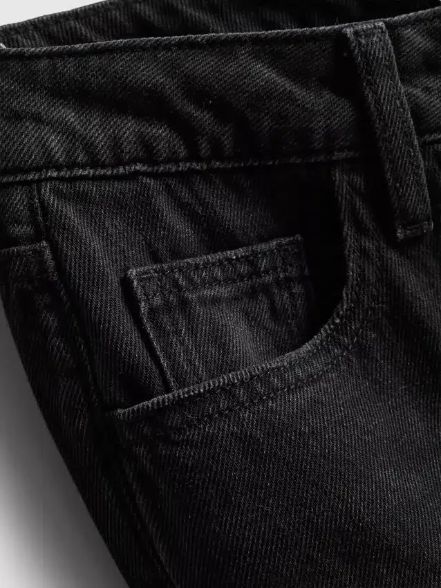 Baumwoll-Denim-Jeans mit mittlerer Leibhöhe und weitem Bein