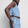 Baumwoll-Denim-Tanktop mit seitlichen Bindebändern