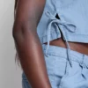 Baumwoll-Denim-Tanktop mit seitlichen Bindebändern