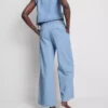 Baumwoll-Denim-Tanktop mit seitlichen Bindebändern