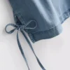 Baumwoll-Denim-Tanktop mit seitlichen Bindebändern