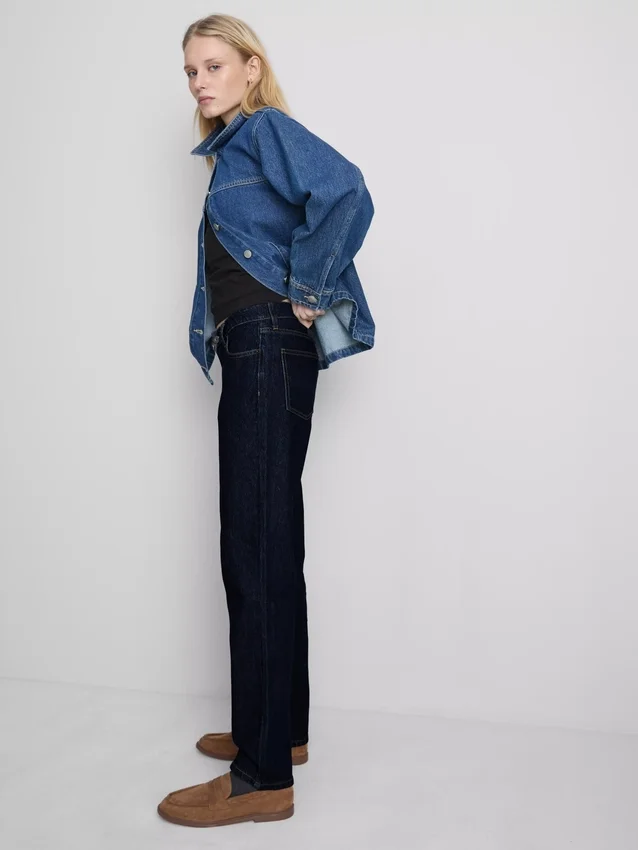 Baumwoll-Jeans mit mittlerer Leibhöhe und geradem Bein