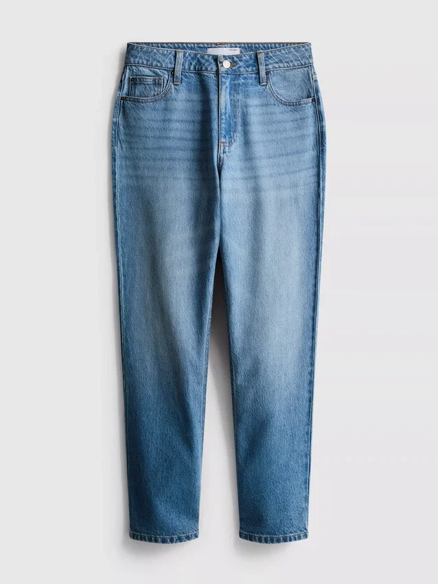 Baumwoll-Jeans mit mittlerer Leibhöhe und geradem Bein