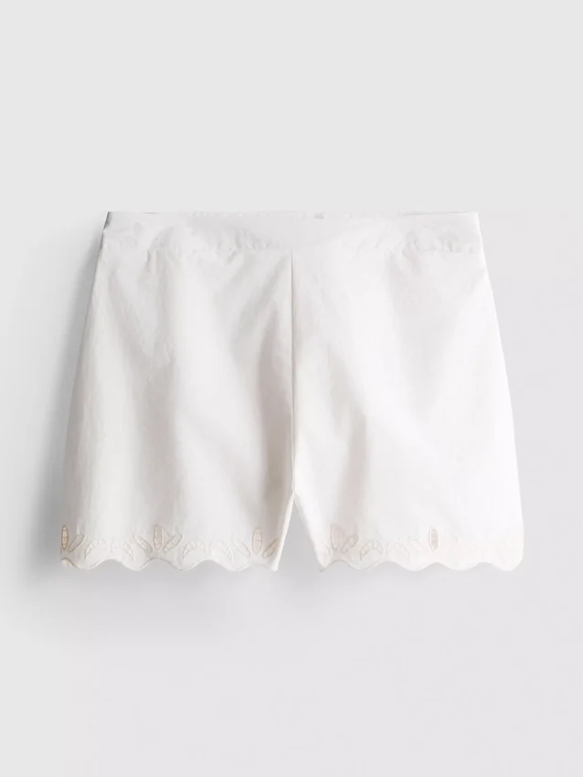 Baumwoll-Shorts mit gewellter Bordüre