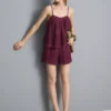 Baumwoll-Shorts mit hoher Taille und Stickerei