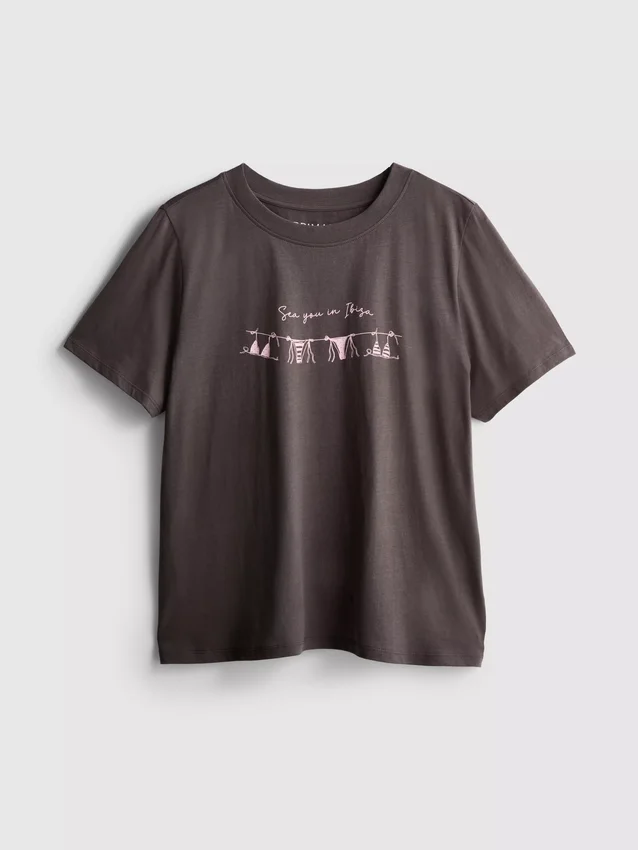 Baumwoll-T-Shirt mit Grafik und kurzen Shorts