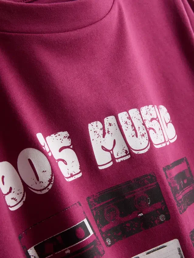Baumwoll-T-Shirt mit kurzem Ärmel und Aufdruck