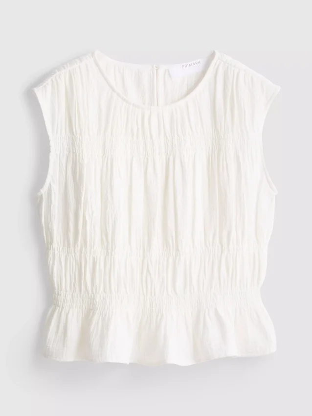 Baumwoll-Tanktop mit Rüschen