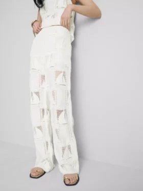 Baumwollreiche Häkelhose mit geradem Bein