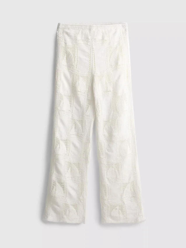Baumwollreiche Häkelhose mit geradem Bein