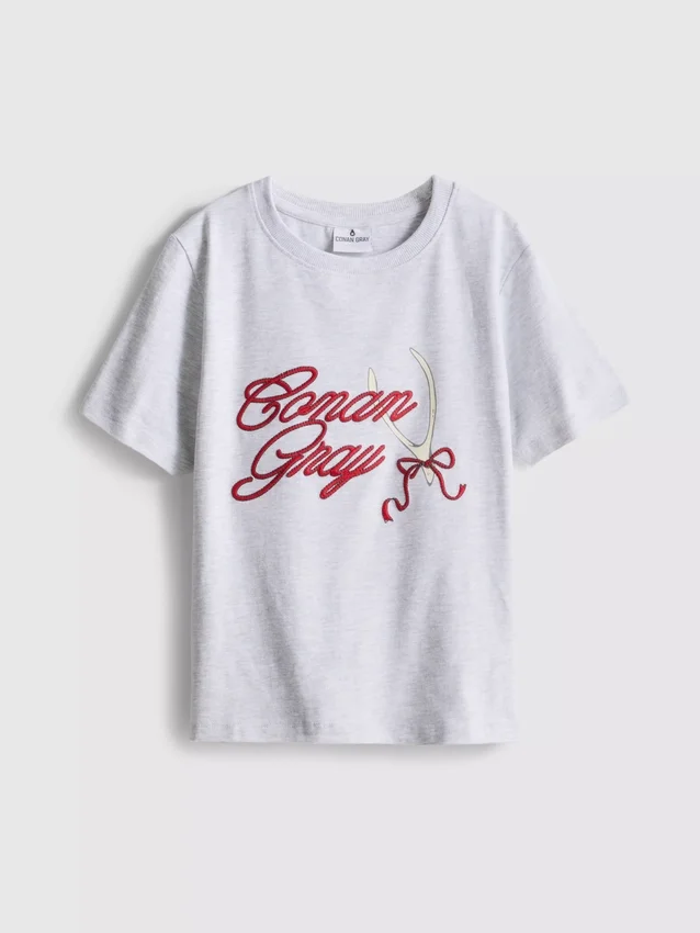Baumwollreiches T-Shirt in Conan-Grau