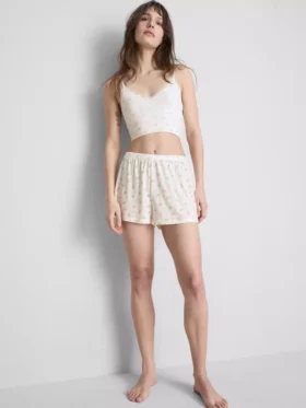 Bedruckte, gerippte Schlafanzug-Shorts