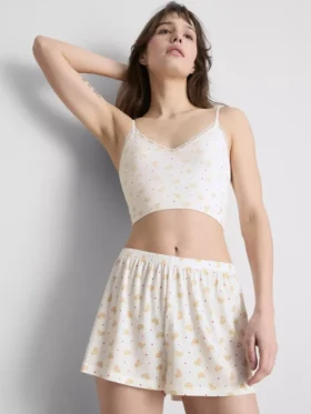 Bedruckte, gerippte Schlafanzug-Shorts