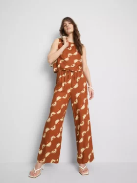 Bedruckte Hose mit weitem Bein