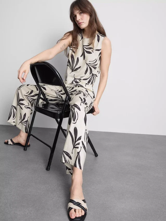Bedruckte Hose mit weitem Bein