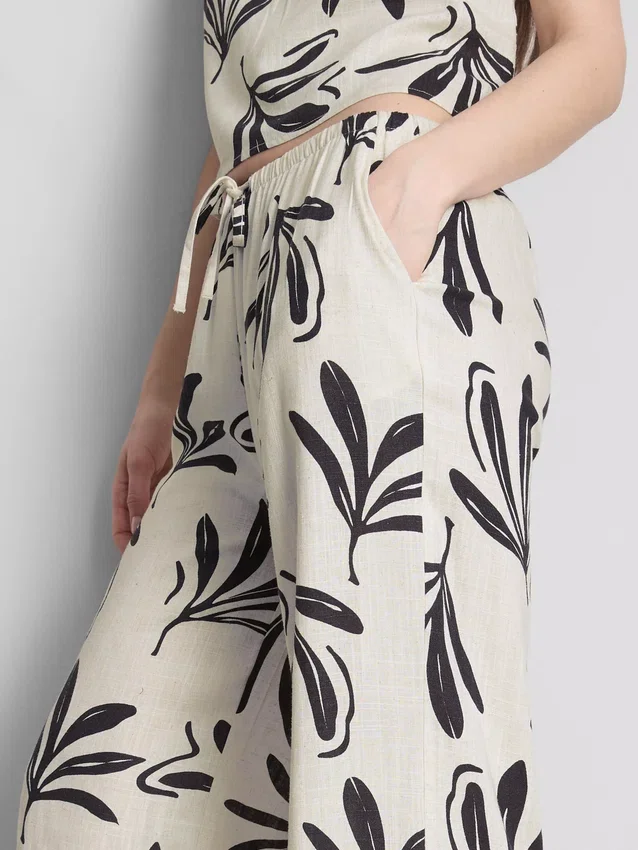 Bedruckte Hose mit weitem Bein
