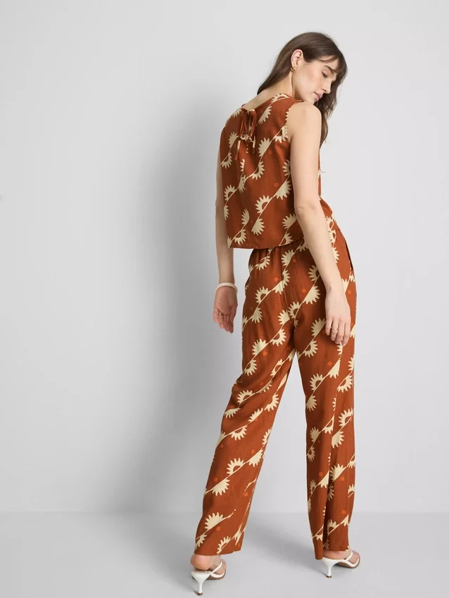 Bedruckte Hose mit weitem Bein