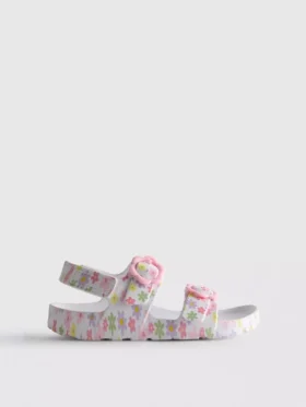 Bedruckte Sandalen mit doppeltem Schnallenriemen