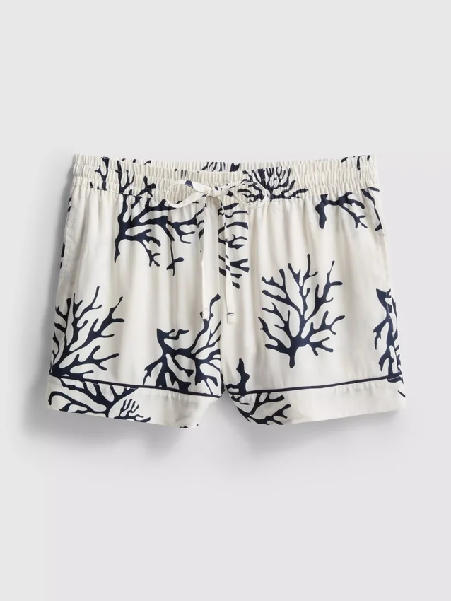 Bedruckte Schlafanzug-Shorts in Korallenrot